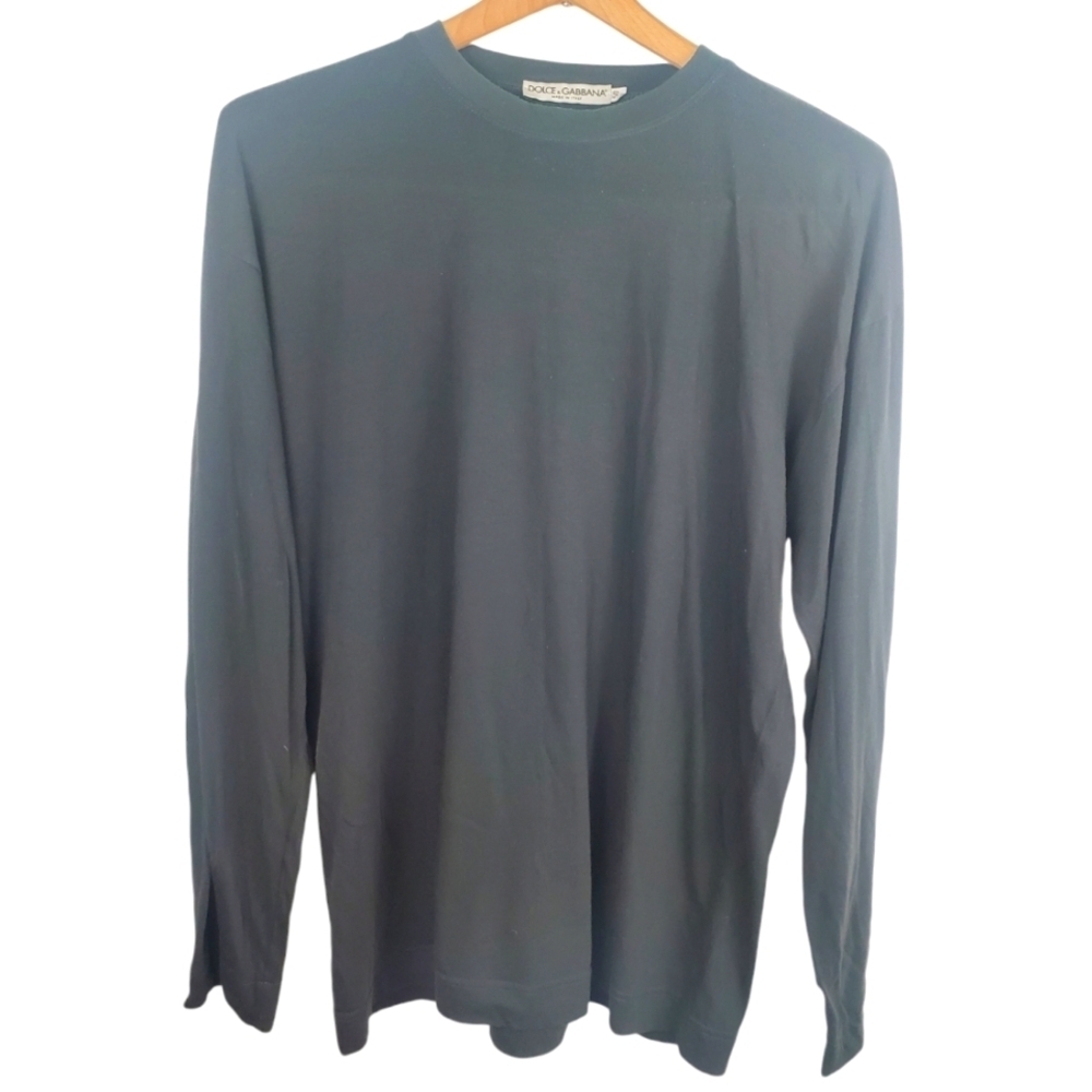 Dolce & Gabbana Men's Cotton Long Sleeve Tee. Black. SIZE 50